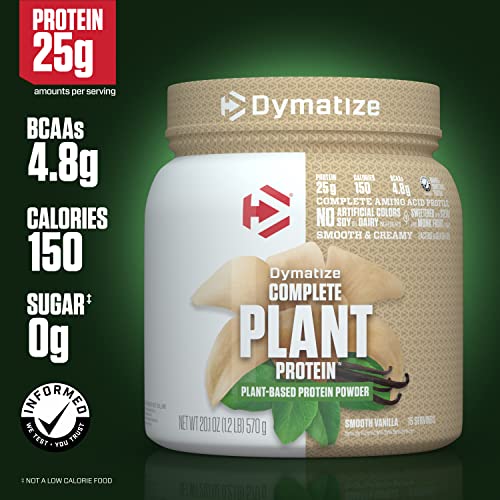 Dymatize Vegan Plant Protein, Smooth Vanilla, 25g Protein, 4.8g BCAAs, Complete DymatizeUS supplements