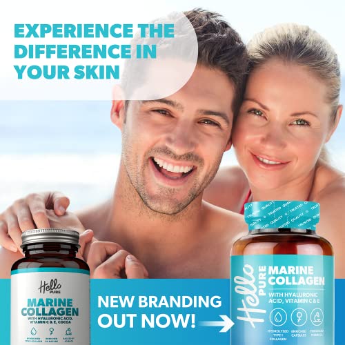 Marine Collagen Capsules - 1855mg - 120 Capsules - Enriched with Hyaluronic Acid & Vitamins C & E Hello PureAu supplements