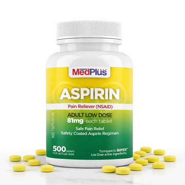 MedPlus Low Dose Aspirin 81 mg - 500 Tablets | Enteric Coated | Pain Reliever for Minor Aches and Pains, Fever Reducer - Made in USA MedPlusAu supplements