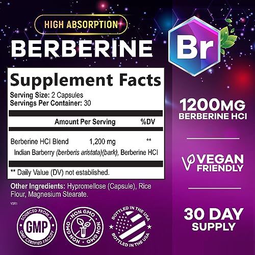 Berberine Supplement 1200mg per Serving - High Absorption Heart Health Support Nature's NutritionAu supplements