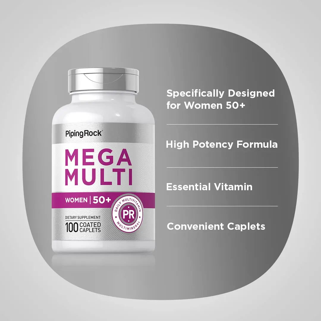 Piping Rock Multivitamin for Women 50 Plus | 100 Coated Caplets | Daily Multi Vitamin & Mineral for Women | Piping RockAu supplements