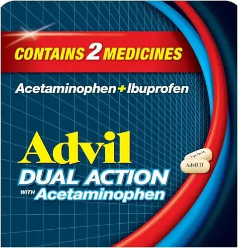 Advil Dual Action Coated Caplets, 125 Mg Ibuprofen and 250 Mg Acetaminophen per Dose (2 Dose Equivalent) for 8 Hour Pain Relief - 216 Count AdvilAu supplements