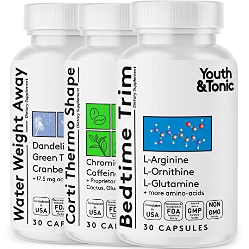 Youth & Tonic Shred Sculpt Lean 3 x Diet Pills w Water Weight Away & Cortithermo Shape Youth & TonicUS supplements