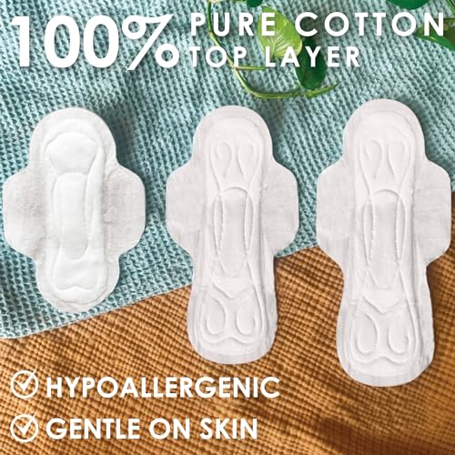 L. Pure Cotton Topsheet Pads for Women, Regular Absorbency, Ultra Thin Pads with Wings L.Au supplements