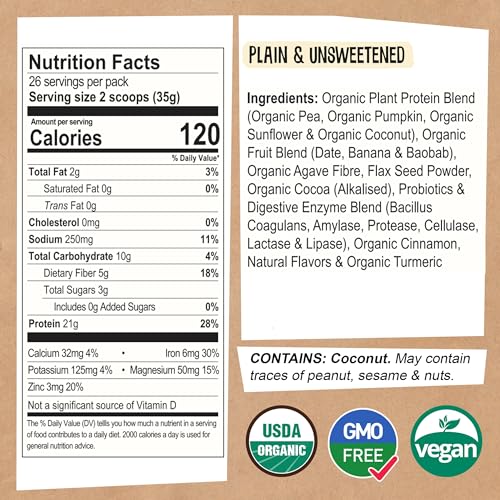 EarthChimp Organic Vegan Protein Powder - with Probiotics - Non GMO, Dairy Free EarthChimpUS supplements