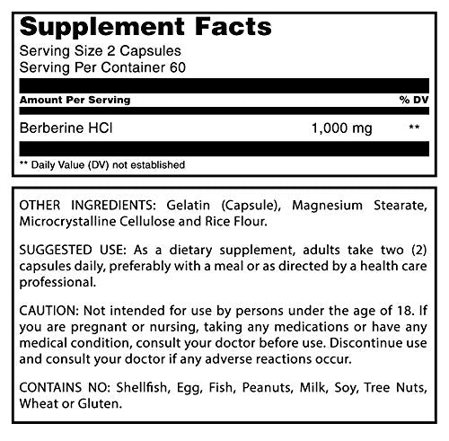Amazing Formulas Berberine 1000mg Per Serving 120 Capsules Supplement | Non GMO Amazing NutritionUS supplements