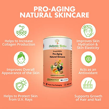 Vegan Collagen Boosting Natural Plant-based Skincare, Vitamins for Healthy Skin with Antioxidants Authentic BioticsUS supplements
