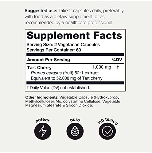 Toniiq Ultra High Strength Tart Cherry Capsules - 52,000mg 52x Concentrated Extract ToniiqUS supplements