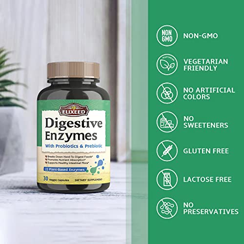 Elixeed Digestive Enzymes Plus Probiotics & Prebiotics, 22 Digestive Enzymes with Amylase ElixeedUS supplements