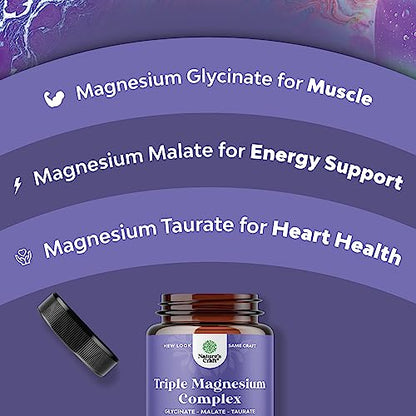Triple Magnesium Complex Supplement 400mg Elemental - High Absorption Magnesium Natures CraftUS supplements