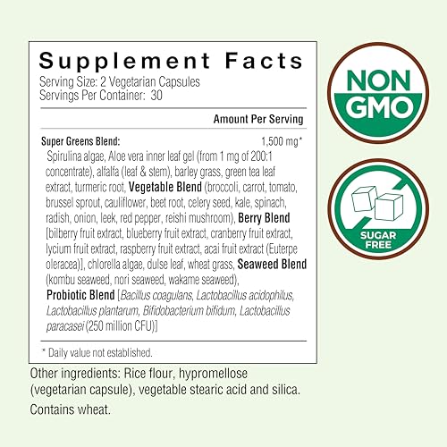 Country Farms Super Greens Vegicaps, 32 Super Foods, Whole Food Supplement, Greens, Fruit, Vegetables, Mushrooms & Probiotics, Rich in Antioxidants & Phytonutrients, 60 Count, 30 Servings Country FarmsAu supplements