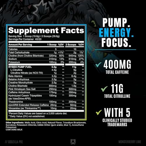 Ryse Noel Deyzel x Godzilla Pre Workout | Intense Pumps, Energy, & Focus | Citrulline & Beta RYSE Up SupplementsAu supplements