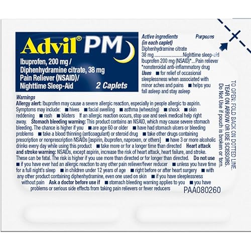 Advil Pain Reliever and Fever Reducer, Ibuprofen 200mg for Pain Relief - 300 Count, Advil PM Pain Reliever and Nighttime Sleep Aid, Ibuprofen for Pain Relief and Diphenhydramine Citrate - 2 Count AdvilAu supplements