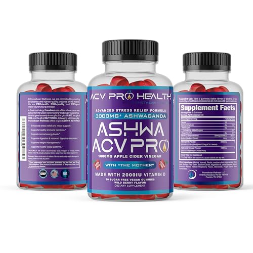 Ashwa ACV Pro Health - Sugar Free Apple Cider Vinegar Gummies, Ashwagandha Gummies Promethean WellnessUS supplements