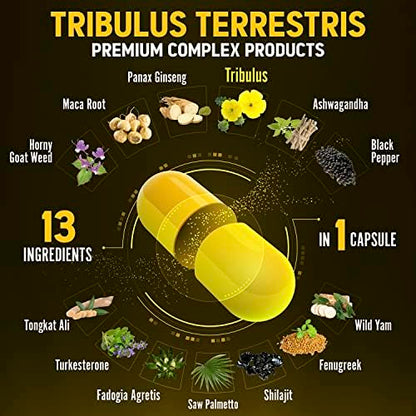 13in1 Tribulus Terrestris Capsules - 16000mg Per Serving with Maca, Horny Goat Weed ZolotusUS supplements