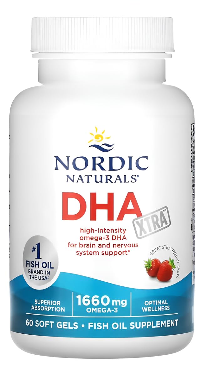 Nordic Naturals DHA Xtra, Strawberry - 60 Soft Gels - 1660 mg Omega-3 - High-Intensity DHA Formula for Brain & Nervous System Support - Non-GMO - 30 Servings Nordic NaturalsAu supplements