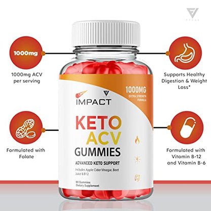 (2 Pack) Impact Keto Gummies for Weight Loss and Belly Fat Diet, AVC Keto ACV Advanced FyvusUS supplements
