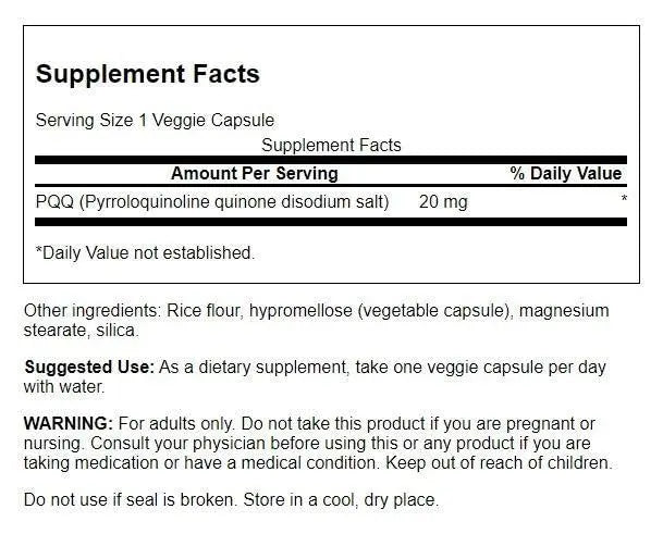 Swanson Pqq Pyrroloquinoline Quinone 20 Milligrams 30 Veg Capsules SwansonAu supplements