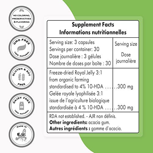 Supersmart - Organic Royal Jelly 300mg per Day (High Strength 4% 10-HDA) - Freeze SupersmartUS supplements