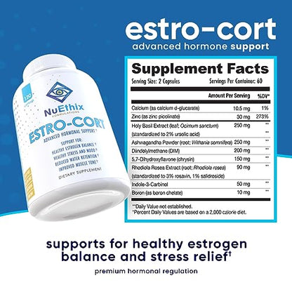NuEthix Formulations Estro-Cort Anti-Estrogen Nutritional Support Dietary Supplement, 120 Capsules NuEthix FormulationsUS supplements