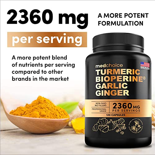 4-in-1 Turmeric and Garlic Supplements with Bioperine 2360 mg (240 ct) Turmeric Ginger MEDCHOICEAu supplements