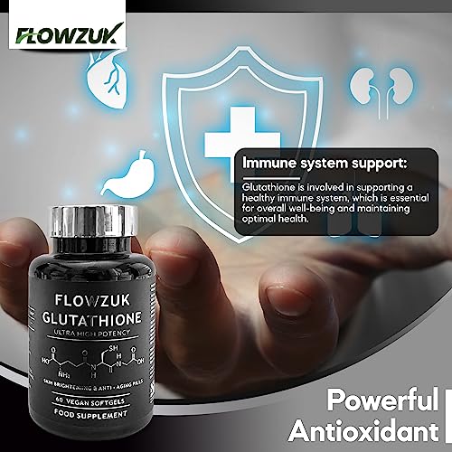 Glutathione Supplements Ultra High Strength 60 Easy to Swallow softgels with Added Vitamin C and Collagen FLOWZUKAu supplements