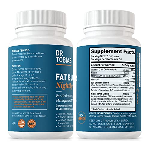 Dr. Tobias Fat Burner Nightly, Night Time Metabolic Support with White Kidney Bean Extract Dr. TobiasUS supplements