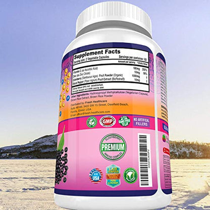 FRESH HEALTHCARE Elderberry Capsules - High Potency Black Elderberry with Zinc FRESH HEALTHCAREUS supplements