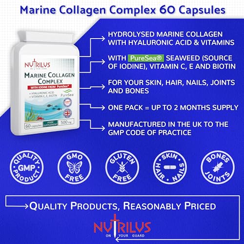 Marine Collagen Complex 60 Capsules 500mg with PureSea Seaweed Providing Iodine NutrilusAu supplements