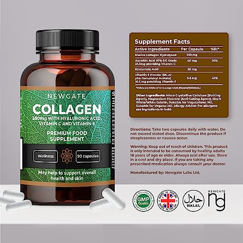 Newgate Labs Marine Collagen 350mg with Hyaluronic Acid, Vitamin C & Vitamin E Newgate LabsUS supplements