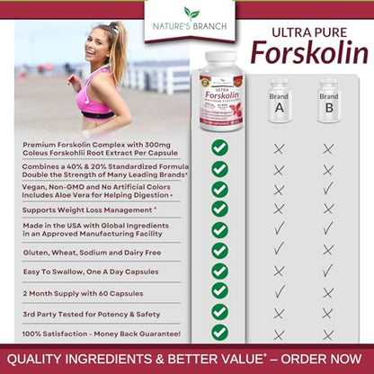 Premium 100% Ultra Pure Forskolin for Weight Loss Max Strength w/ 40% Standardized Nature's BranchUS supplements