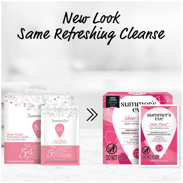 Summer's Eve Sheer Floral Daily Refreshing Feminine Wipes, Removes Odor, pH balanced, 16 count, (Pack of 8) Summer's EveAu supplements