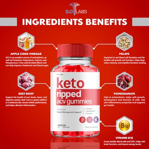 (5 Pack) Keto Ripped ACV Gummies, Keto Ripped ACV Gummies Advanced Weight Loss S.O LabsAu supplements