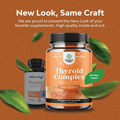 Thyroid Support Natural Complex Supplement Capsules with Vitamin B-12 Natures CraftUS supplements