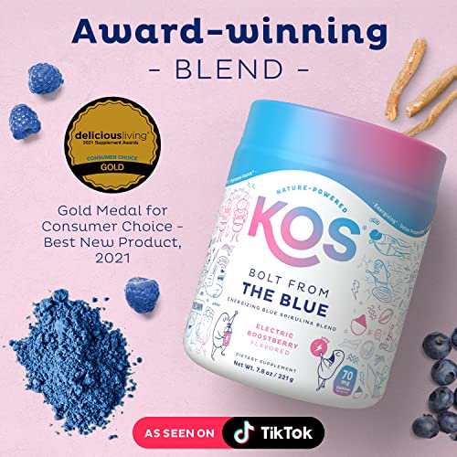 KOS USDA Organic Energizing Blue Spirulina Blend - 70 mg Organic Caffeine, B-Complex KOSAu supplements