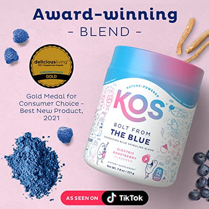 KOS USDA Organic Energizing Blue Spirulina Blend - 70 mg Organic Caffeine, B-Complex KOSUS supplements