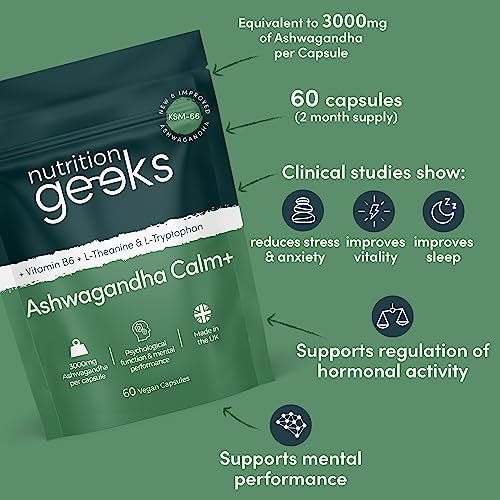 Ashwagandha KSM 66 Complex - 3000mg Enhanced with Amino Acids & Vitamin B6 Nutrition GeeksUS supplements