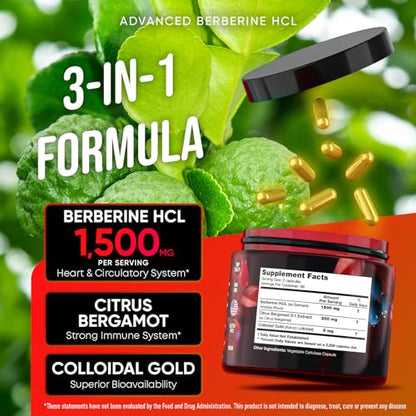 Berberine Supplement - Berberine 1500MG for Diet, GI Health & Water Loss - Pure Berberine JOYLI NutritionUS supplements