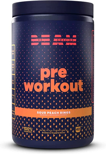 BEAM Pre-Workout Powder | Vegan Energy Booster Powdered Drink with All-Natural BEAMAu supplements