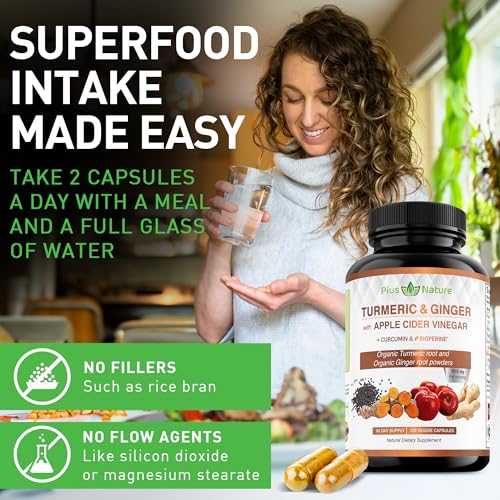PIUS NATURE Turmeric Curcumin and Ginger with Apple Cider Vinegar, USDA Organic PIUS NATUREUS supplements