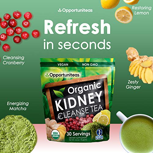 Opportuniteas Organic Kidney Detox Tea- Matcha Green Tea, Cranberry, Lemon & Ginger OpportuniteasAu supplements