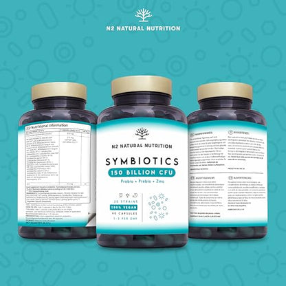 Probiotics 150 Billion CFU - 20 Strains with Prebiotics & Zinc. Highest Concentration N2 Natural NutritionUS supplements