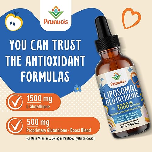 2000MG Liposomal Glutathione Liquid, 98% Absorption, Glutathione Liquid Supplement PrunucisUS supplements