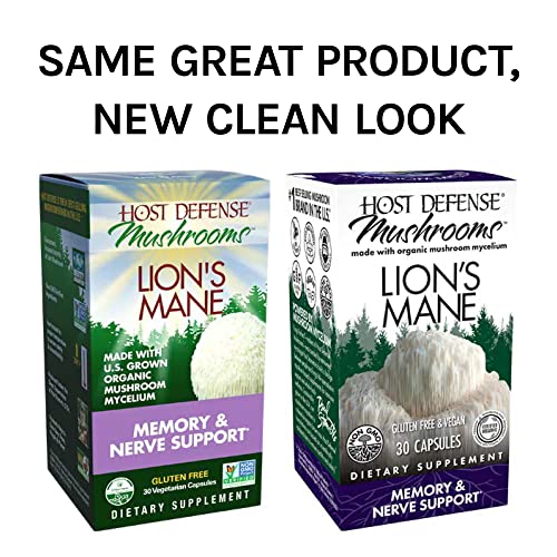 Host Defense, Lion's Mane Capsules, Promotes Mental Clarity, Focus and Memory Host DefenseUS supplements