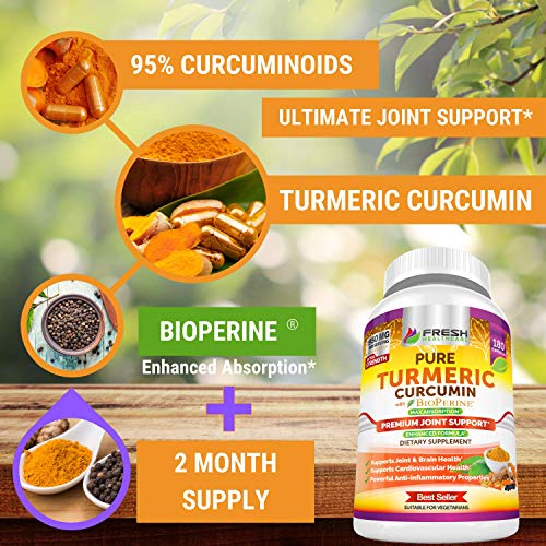 Turmeric Curcumin with BioPerine 1950mg - Natural Joint & Healthy Inflammatory FRESH HEALTHCAREUS supplements