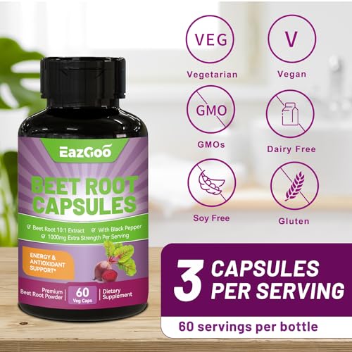 EAZGOO Beet Root Capsules 1000mg Per Serving, Supports Nitric Oxide Production & Blood EAZGOOAu supplements