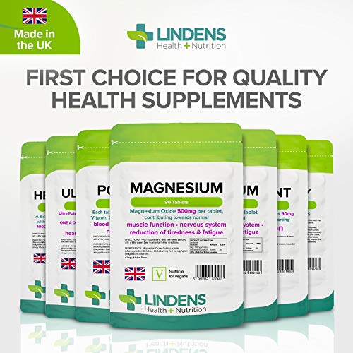 Lindens 500mg Magnesium Tablets | 90s 1-a-Day | Made in The UK | Tiredness, Muscle LindensUS supplements