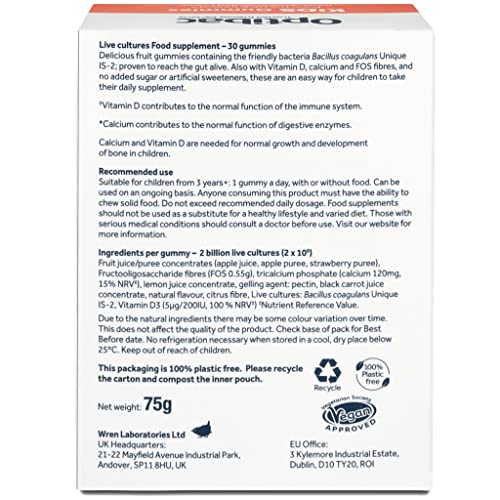 Optibac Kids Probiotic with Vitamin D & Calcium for Immune System Support & Gut Health OptiBacUS supplements