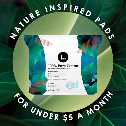 L. Pure Cotton Topsheet Pads for Women, Regular Absorbency, Ultra Thin Pads with Wings L.Au supplements